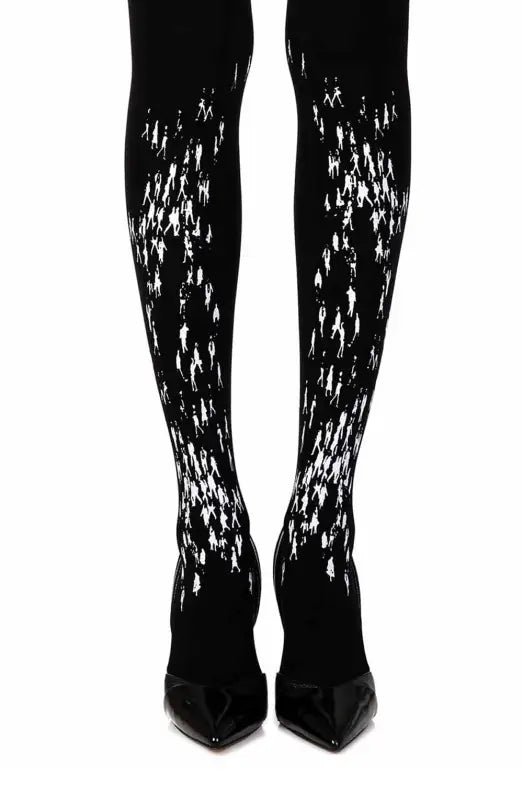 Zohara Walking By Black Print Tights for Confidence and Style